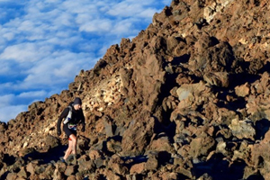 A man hiking.